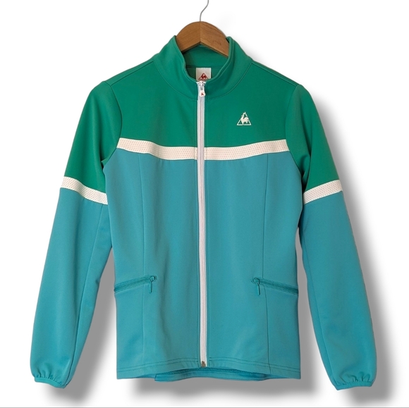 Le Coq Sportif Teal Green Full Zip Color Block Track Jacket: Women's Medium - Picture 5 of 10